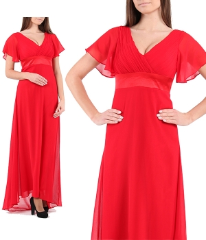 Шифоновое красное платье в пол с закрытыми плечами "Звезда"