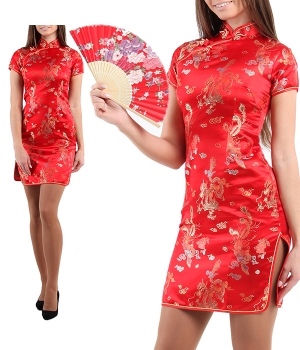 Платье ципао китайское красное