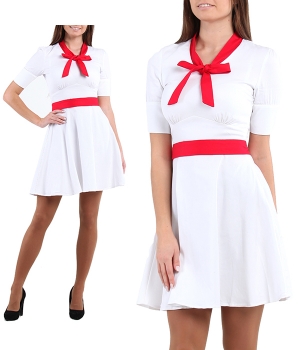 Платье в стиле pin-up белое с красным