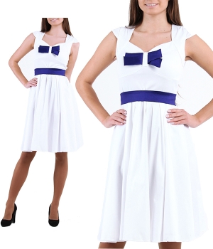 Платье в стиле pin-up белое с синим
