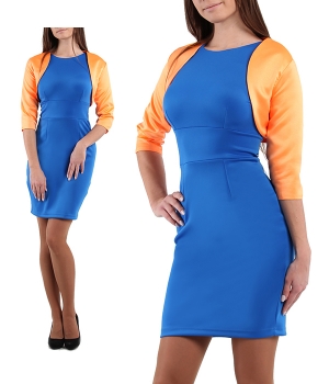 Платье синее и болеро оранжевое