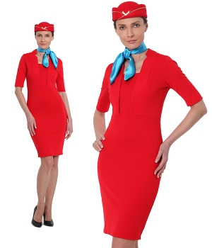 Униформа стюардессы "Аэрофлота" с беретом и голубым платочком