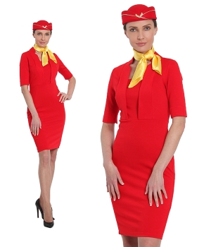 Униформа стюардессы "Аэрофлота" с беретом и желтым платочком