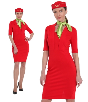 Униформа стюардессы "Аэрофлота" с беретом и салатовым платочком