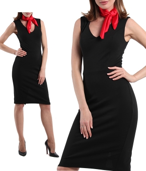 Платье футляр черное с красным платком