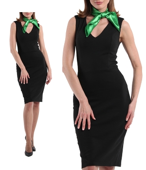 Платье футляр черное с зеленым платком
