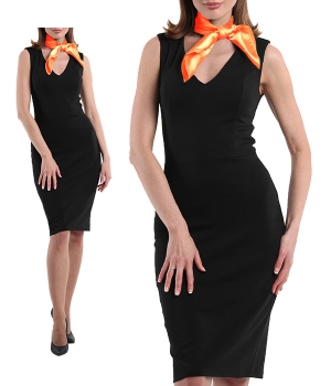 Платье футляр черное с оранжевым платком