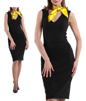 Платье футляр черное с желтым платком
