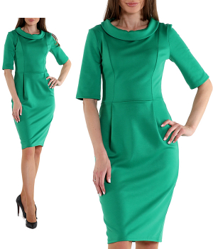 Платье зеленое с рукавом классика