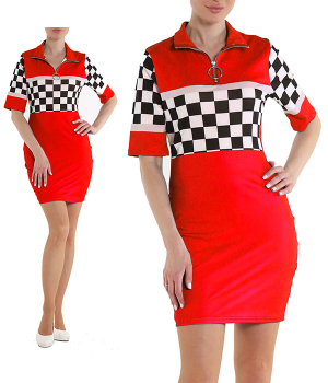 Платье grid girls красное с шашечками