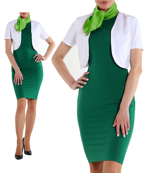 Платье зеленое с белым болеро и салатовым платочком
