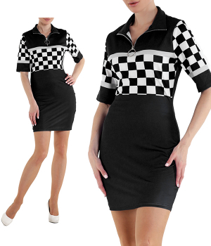 Платье grid girls черное с шашечками